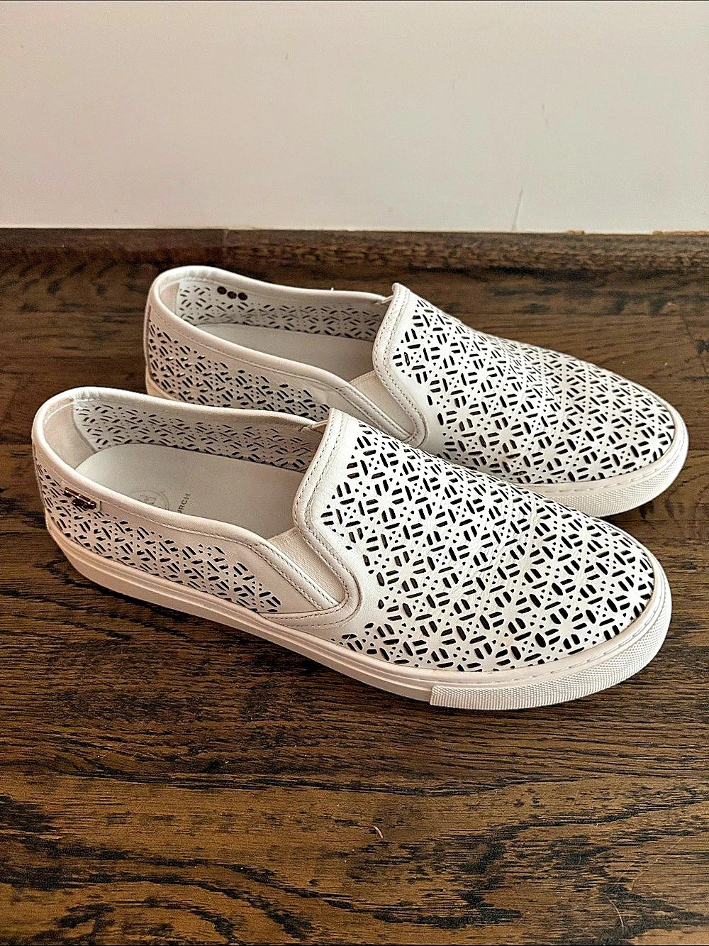 Tory Burch Lennon Laser-Cut Slip-On Sneaker Sneakers White